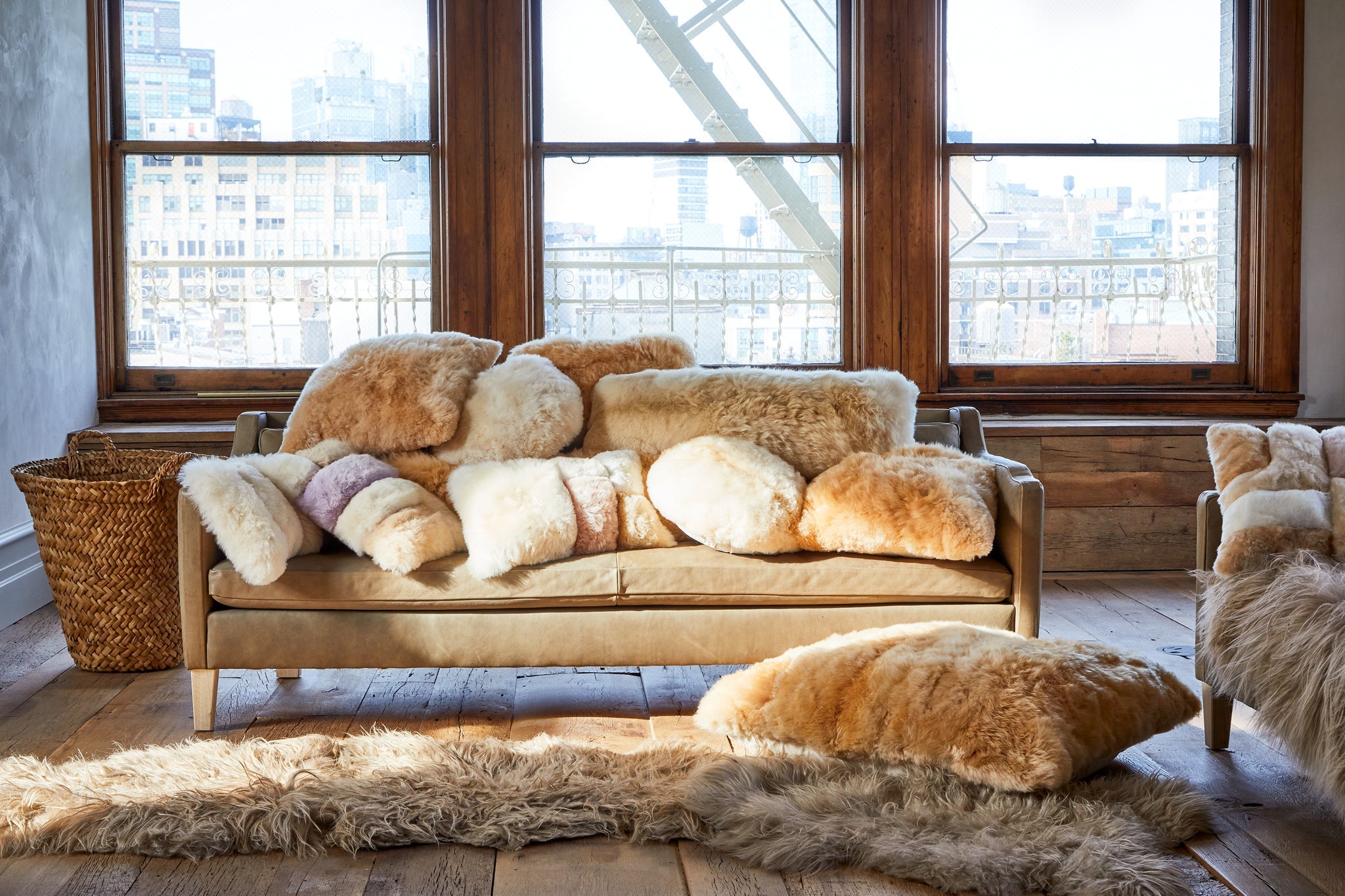 Alpaca Lumbar Stripe Pillow in Crema - Image 2