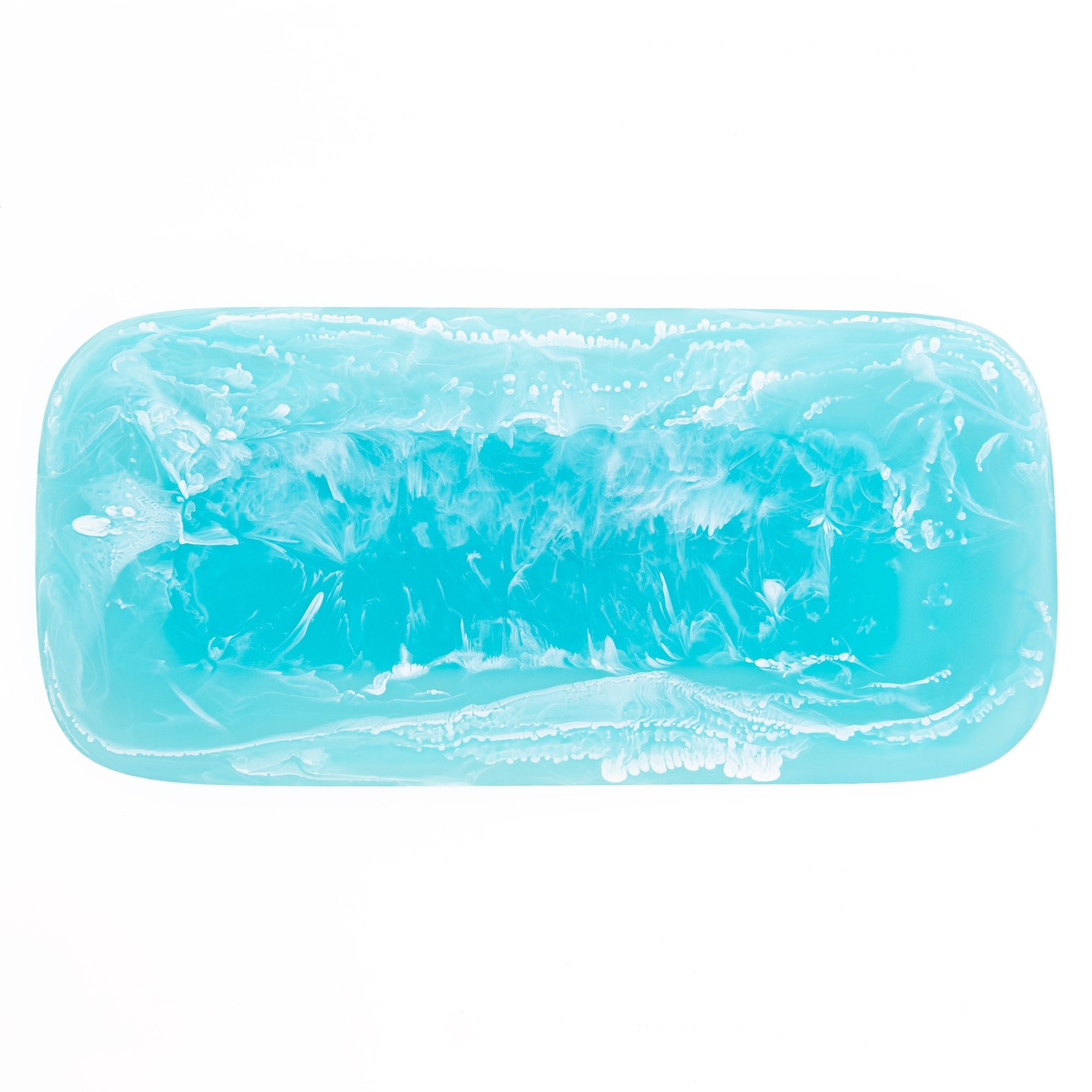 Classical Rectangular Platter in Aqua Swirl, from Nashi Home