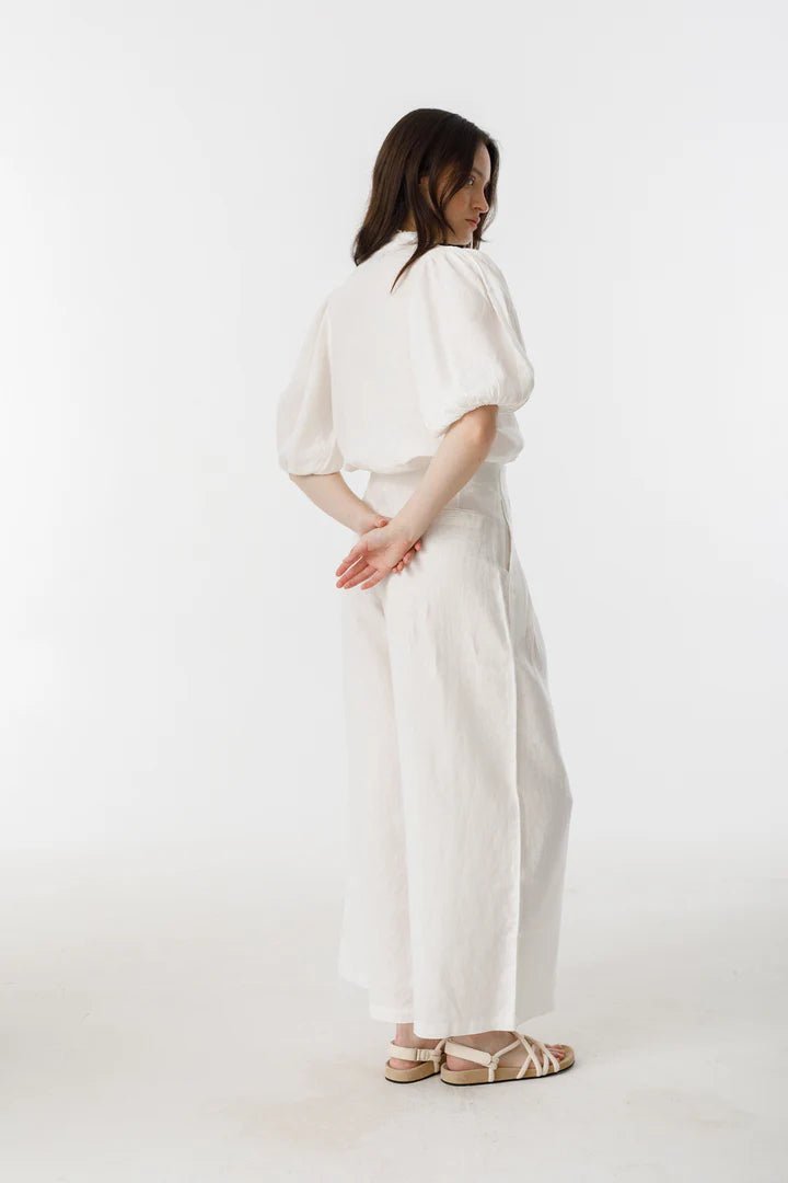 Culotte Linen Pants in White, from Lanhtropy - Image 2