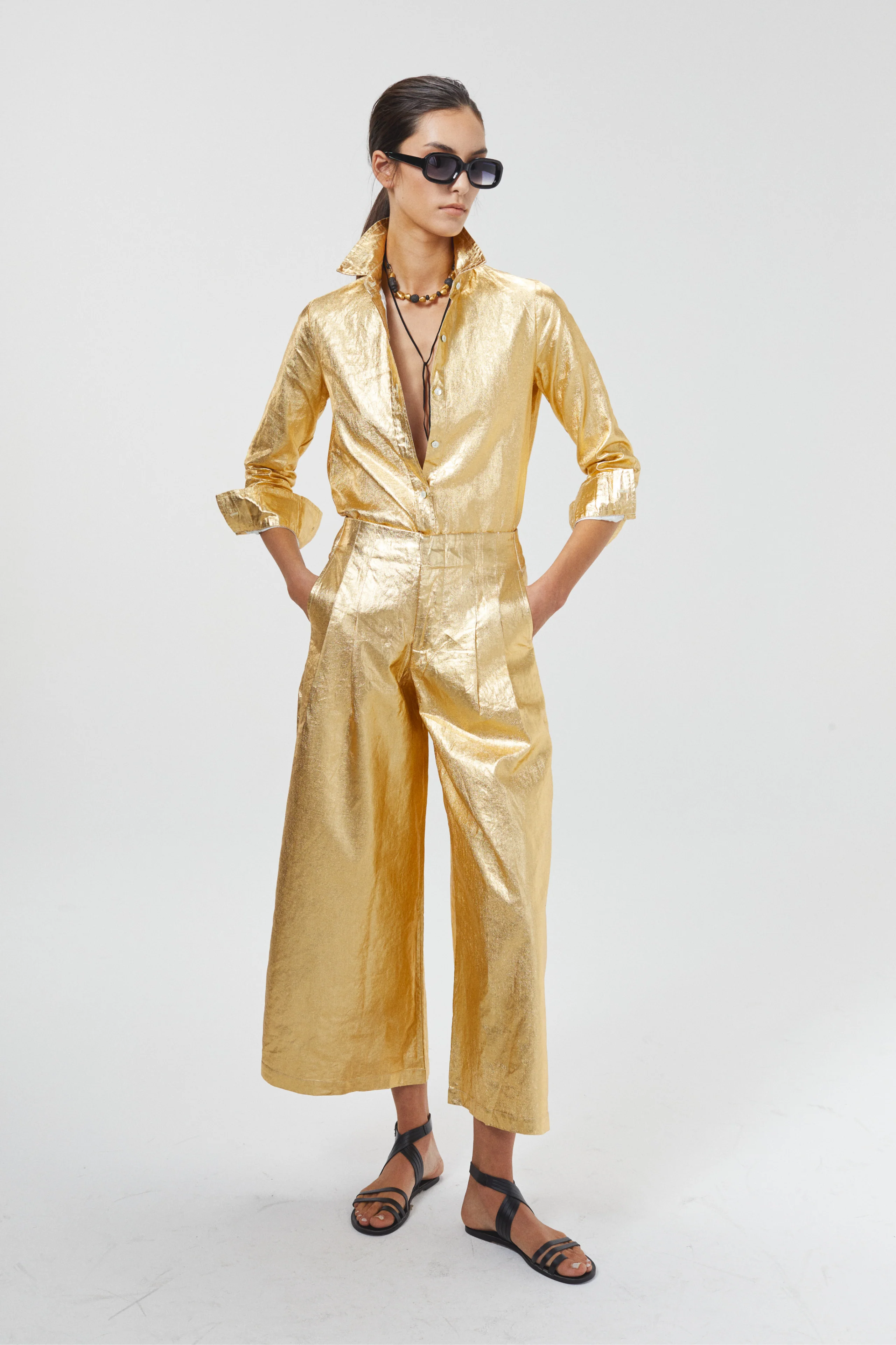 Metallic Gold Culotte Pant, from Lanhtropy