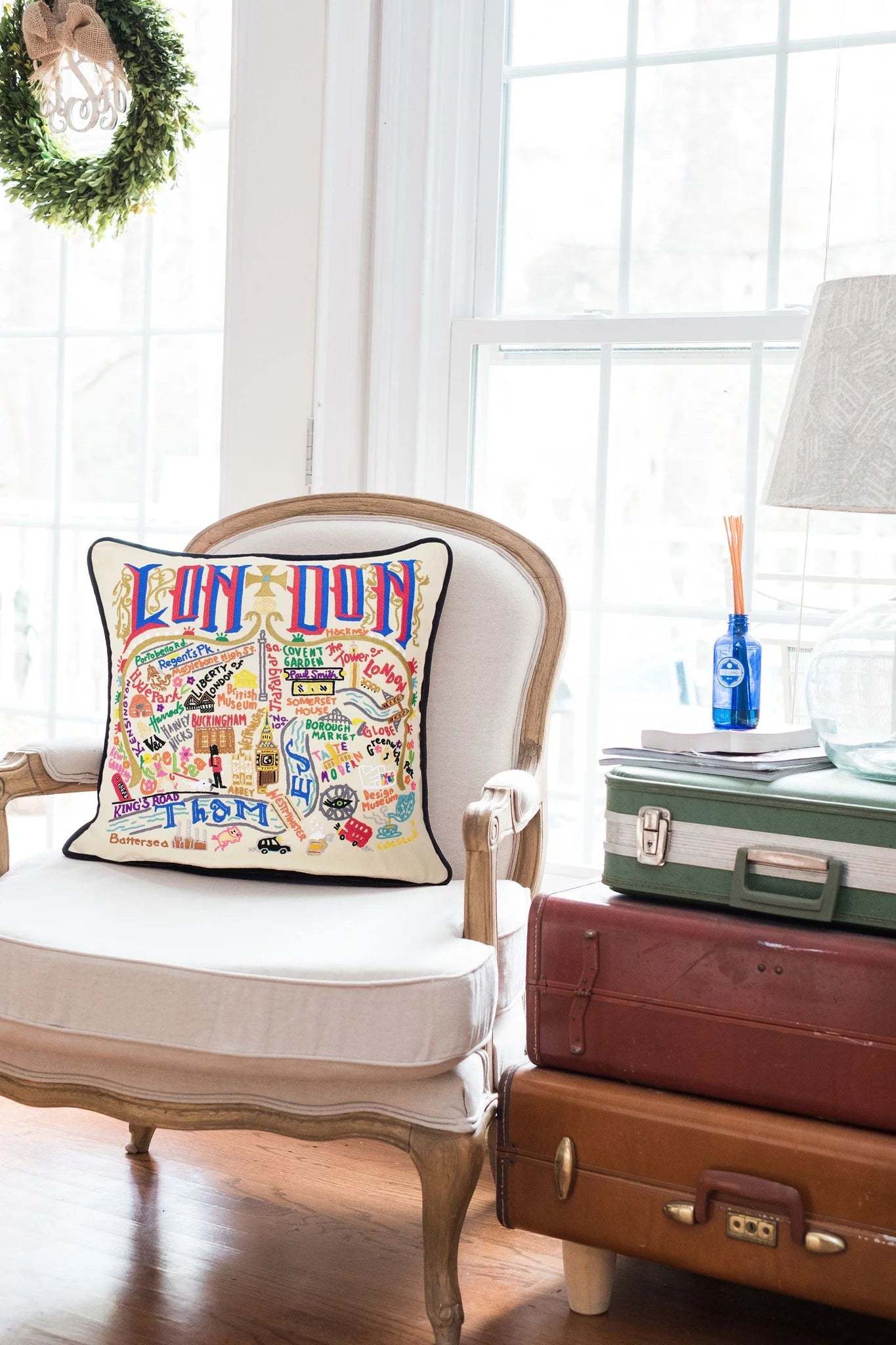 London Embroidered Pillow - Image 3