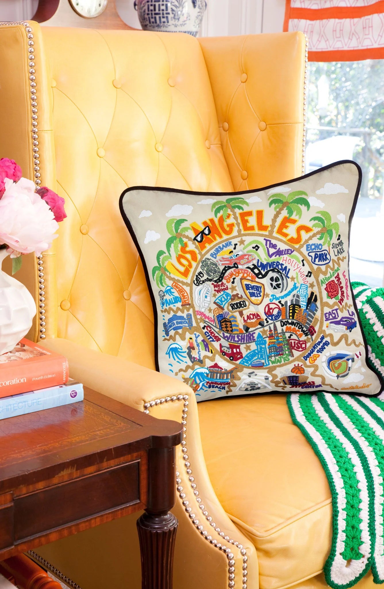 Los Angeles Hand-Embroidered Pillow - Image 3