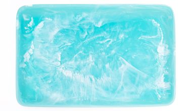 Large Rectangular Tray in Aqua Swirl, from Nashi Home