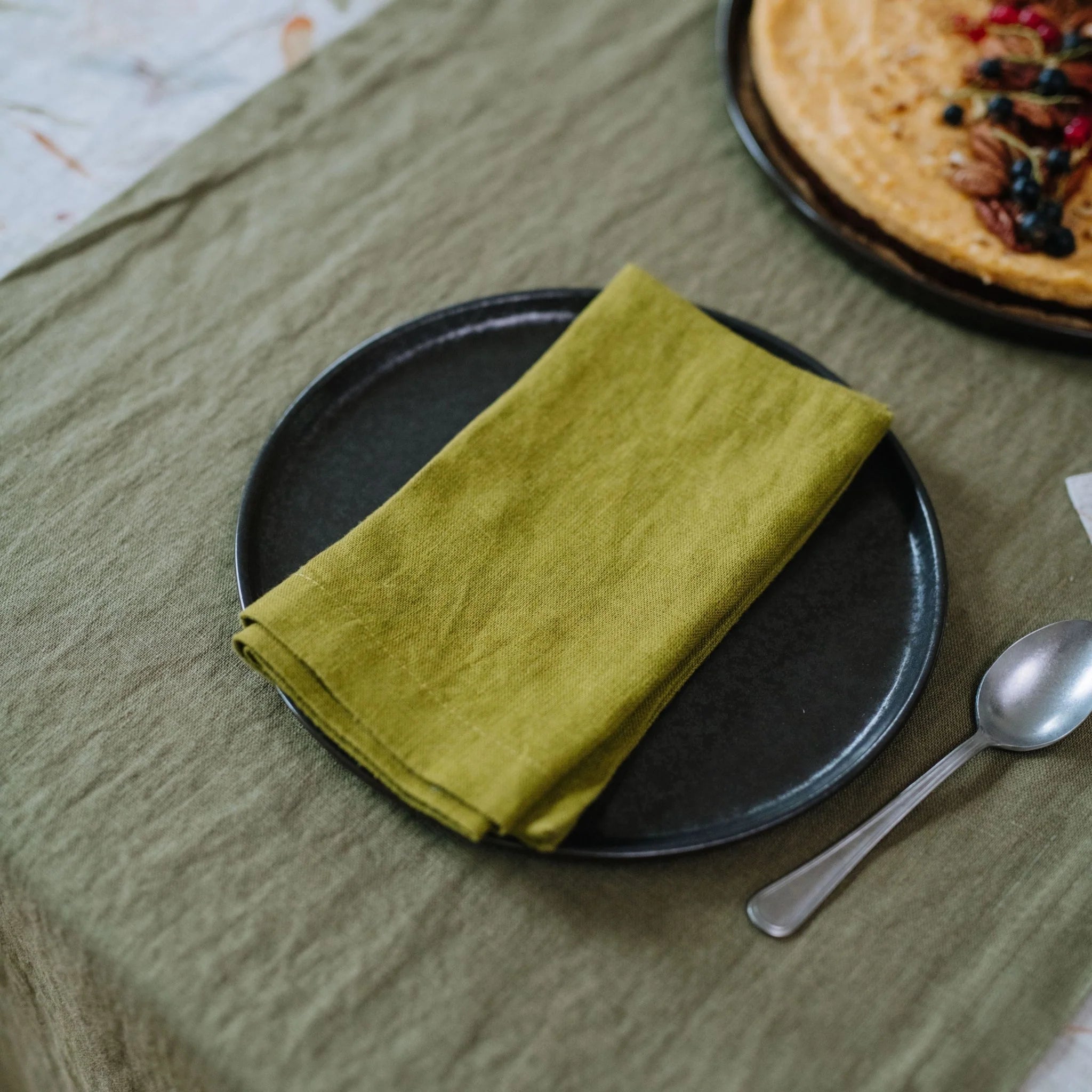 Moss Green Napkins Set of 2, from Linen Tales - Image 2