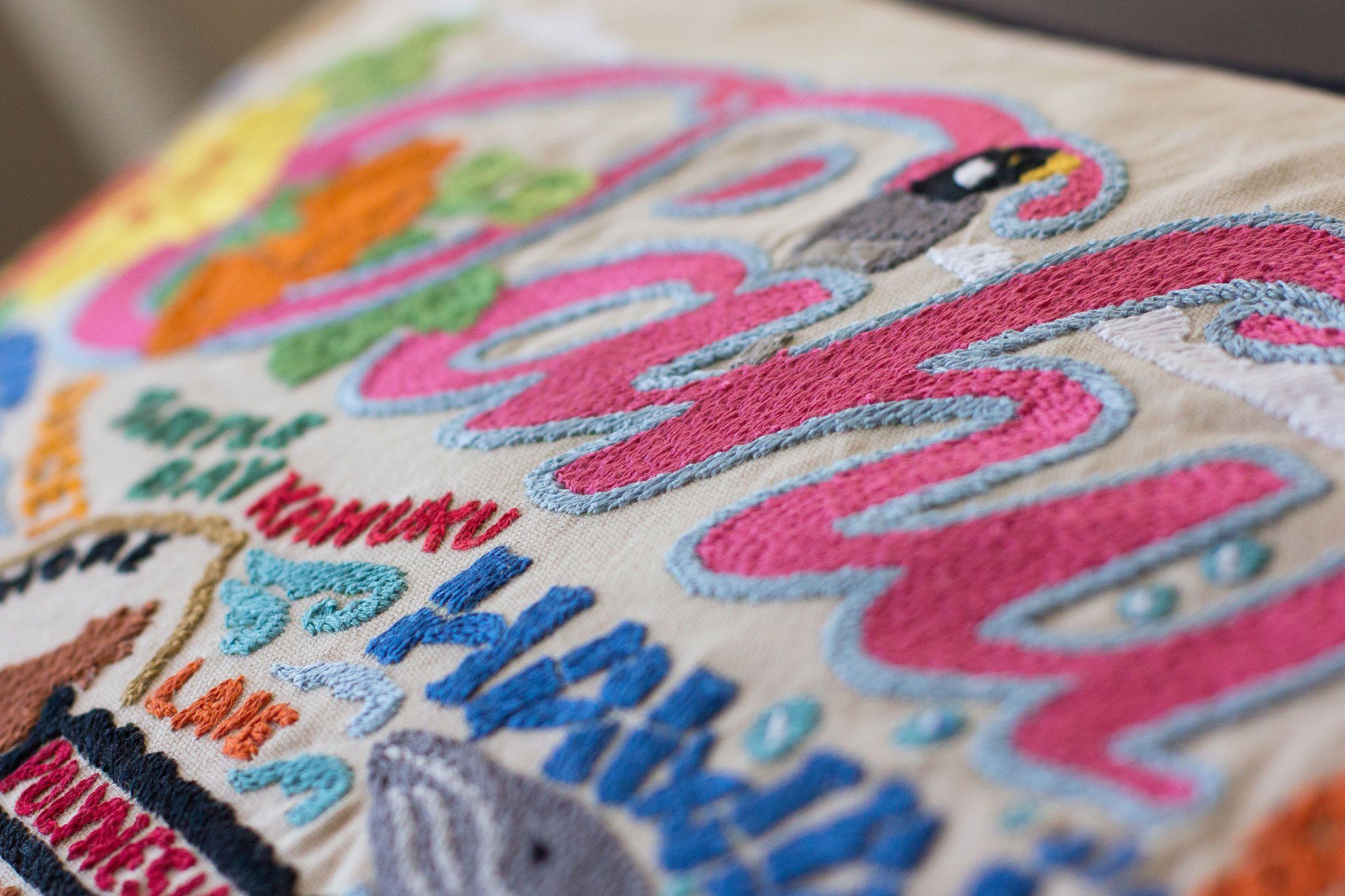 Oahu Hand-Embroidered Pillow - Image 3