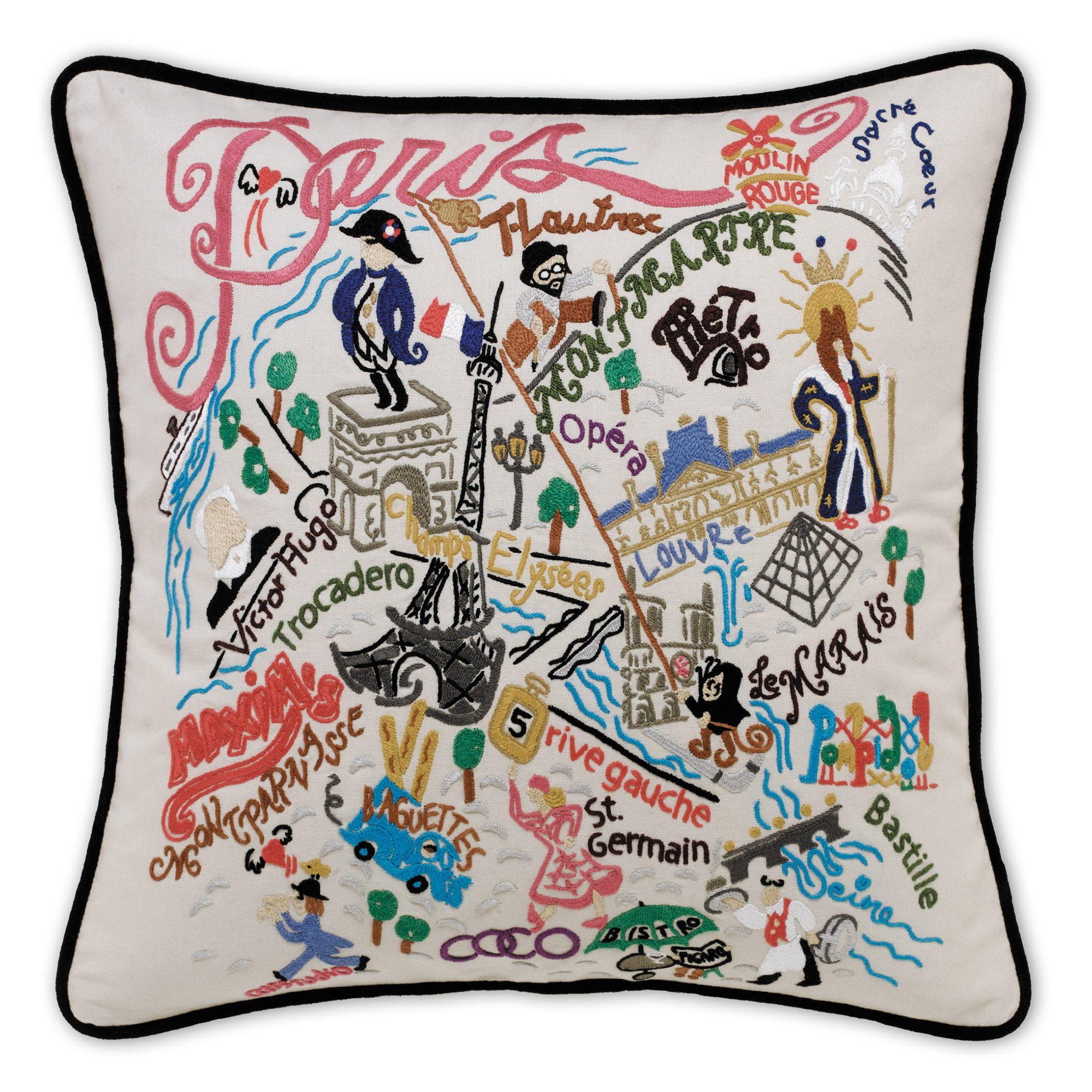 Paris Embroidered Pillow