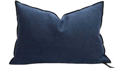 Stone Washed Bleu Nuit Pillow 16x24, from Maison De Vacances