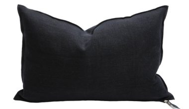 Stone Washed Noir Pillow 16x24, from Maison De Vacances