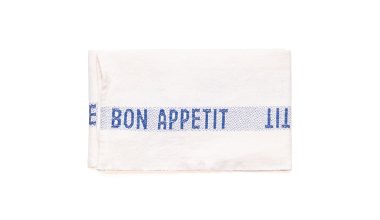 Bon Appetit Tea Towel in White Blue, from Charvet Editions